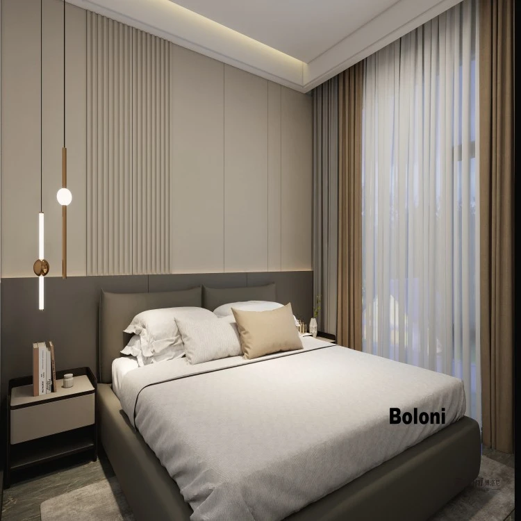 Mesita de noche minimalista italiana-Mesita de noche color castaño